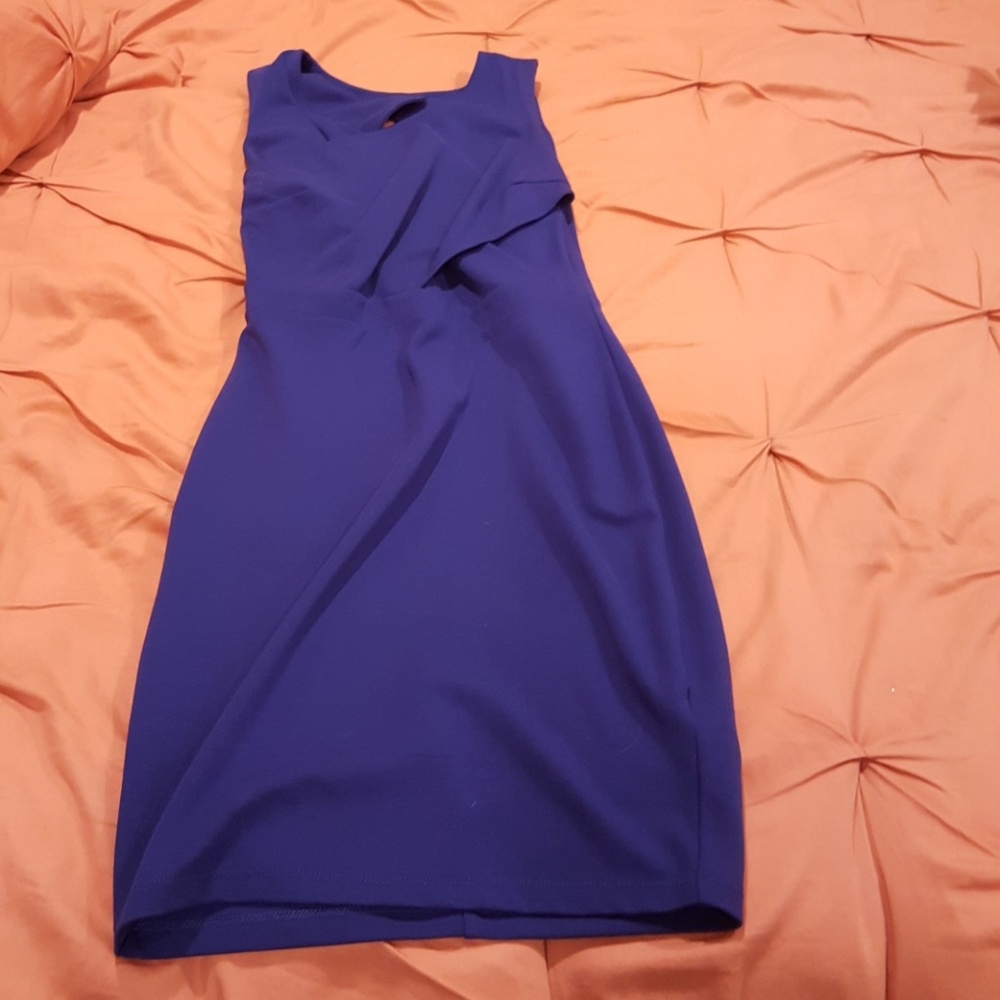 Blue asymmetrical dress with cut out back